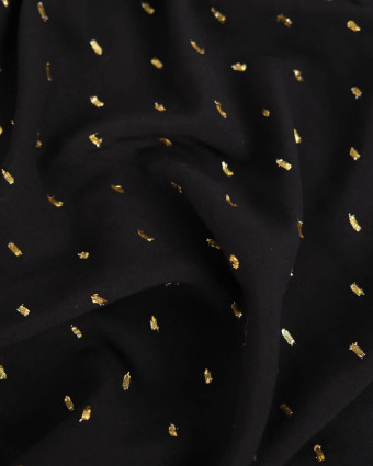 Tissu Viscose Noir Détail Doré - Mercerine