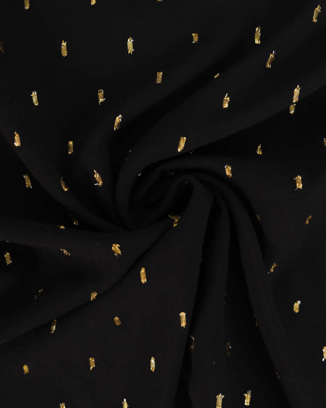 Tissu Viscose Noir Détail Doré - Mercerine