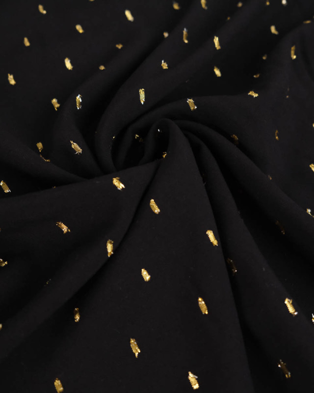 Tissu Viscose Noir Détail Doré - Mercerine