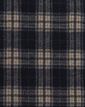 Maille Douce Carreaux Marine Lurex Argent - Mercerine