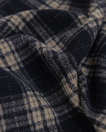 Maille Douce Carreaux Marine Lurex Argent - Mercerine