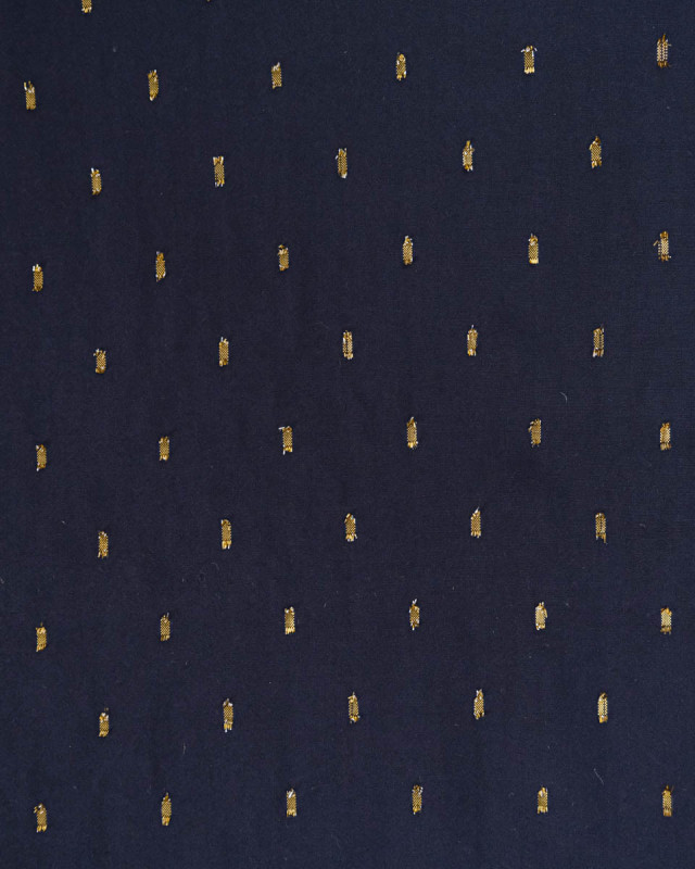 Tissu Viscose Bleu Marine Détail Doré - Mercerine
