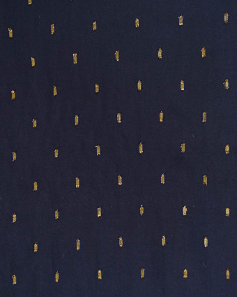 Tissu Viscose Bleu Marine Détail Doré - Mercerine