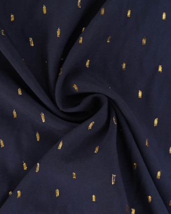 Tissu Viscose Bleu Marine Détail Doré - Mercerine