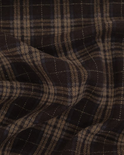 Maille Douce Carreaux Cacao Lurex Argent - Mercerine