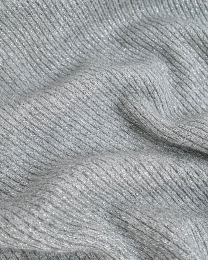 Tissu Maille Côtelé Lurex Argent - Mercerine