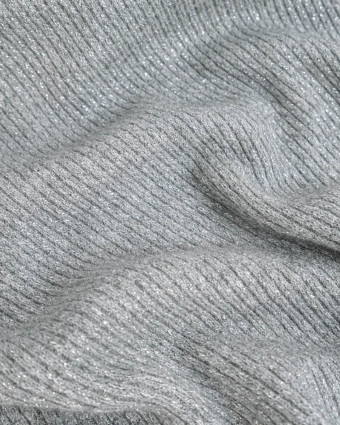 Tissu Maille Côtelé Lurex Argent - Mercerine