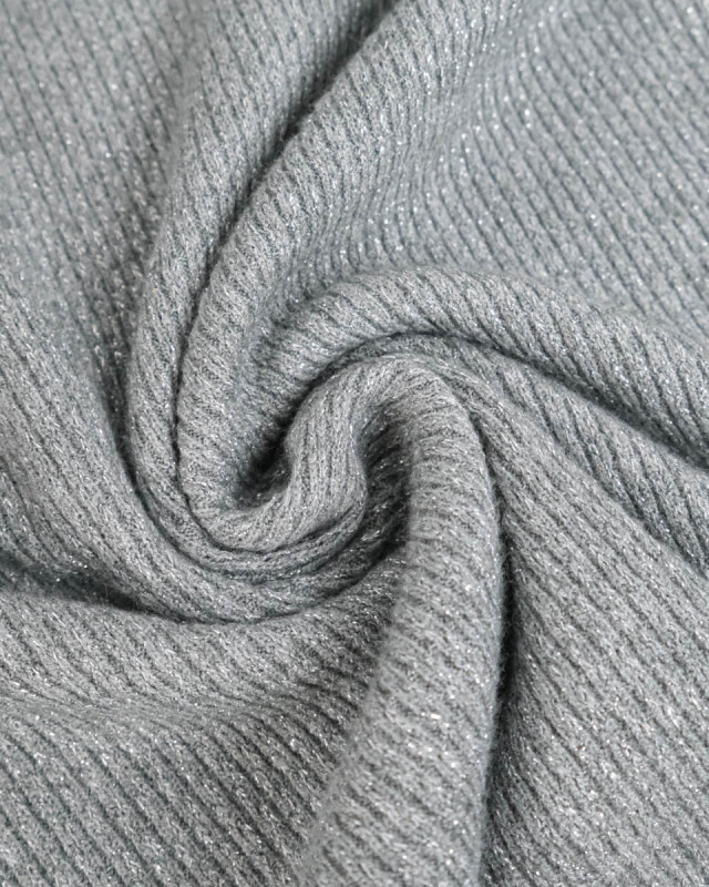 Tissu Maille Côtelé Lurex Argent - Mercerine