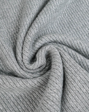 Tissu Maille Côtelé Lurex Argent - Mercerine