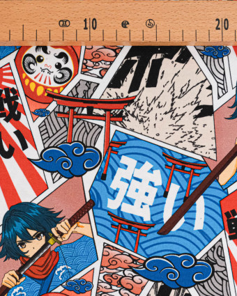 Tissu Jersey de Coton Imprimé Manga - Mercerine