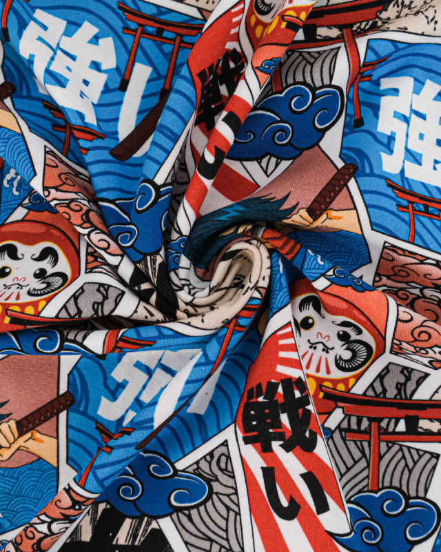 Tissu Jersey de Coton Imprimé Manga - Mercerine