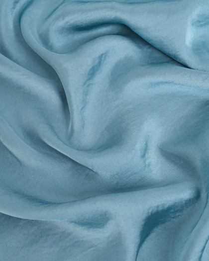 Tissu Effet Soie Lavé Bleu Lagon - Mercerine