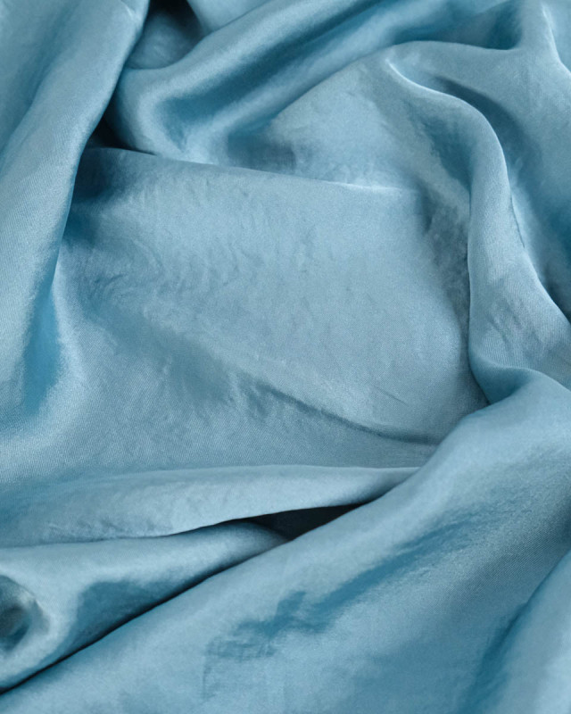 Tissu Effet Soie Lavé Bleu Lagon - Mercerine
