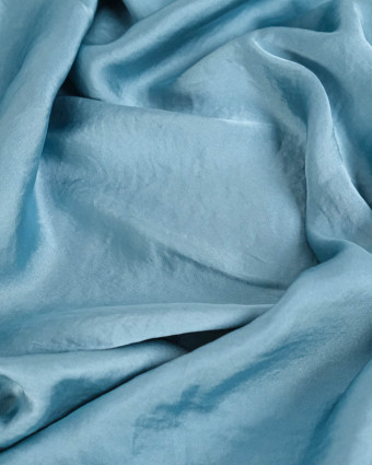 Tissu Effet Soie Lavé Bleu Lagon - Mercerine