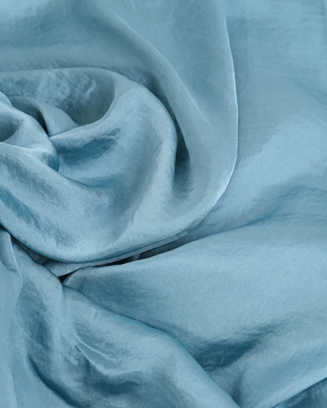 Tissu Effet Soie Lavé Bleu Lagon - Mercerine