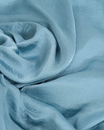 Tissu Effet Soie Lavé Bleu Lagon - Mercerine