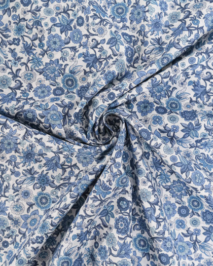 Tissu Liberty Fabrics@ Tana Lawn Ruth Marina Bleu - Mercerine