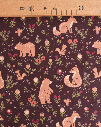 Tissu Coton Motif Ours et Renard - Mercerine