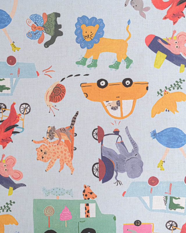 Tissu Coton Imprimé Animaux en Route - Mercerine