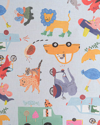 Tissu Coton Imprimé Animaux en Route - Mercerine