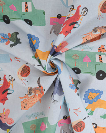 Tissu Coton Imprimé Animaux en Route - Mercerine