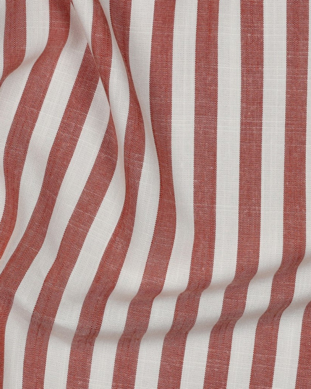 Viscose Effet Lin Rayures Marsala - Mercerine