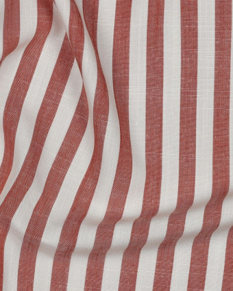 Viscose Effet Lin Rayures Marsala - Mercerine