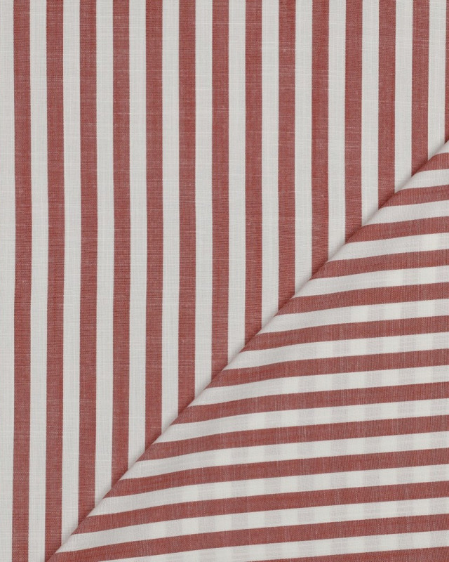 Viscose Effet Lin Rayures Marsala - Mercerine
