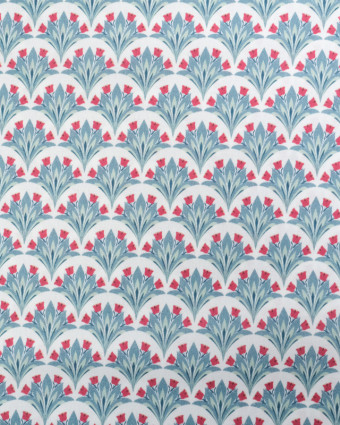 Popeline de Coton Digitale Imprimé Floral Bleu et Rouge - Mercerine