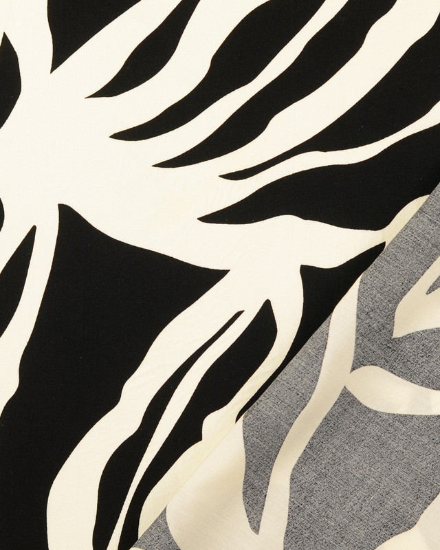 Popeline de Viscose Grand Motif Abstrait Noir - Mercerine
