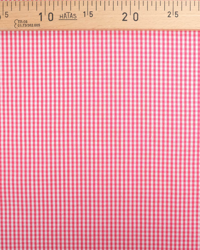 Tissu Coton Vichy Fraise Petits Carreaux- Mercerine