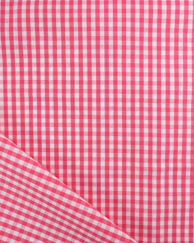Tissu Coton Vichy Fraise Petits Carreaux- Mercerine