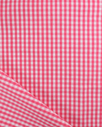 Tissu Coton Vichy Fraise Petits Carreaux- Mercerine