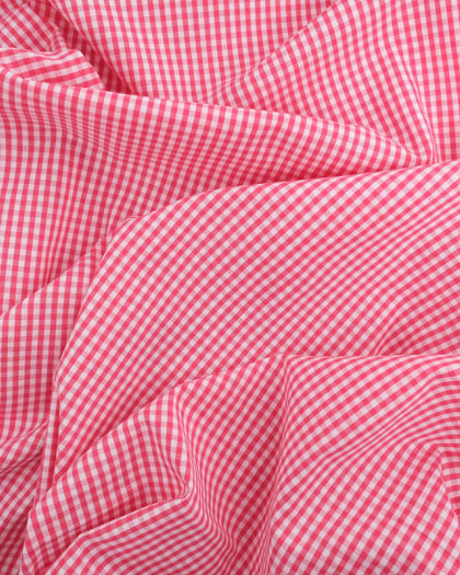 Tissu Coton Vichy Fraise Petits Carreaux - Mercerine