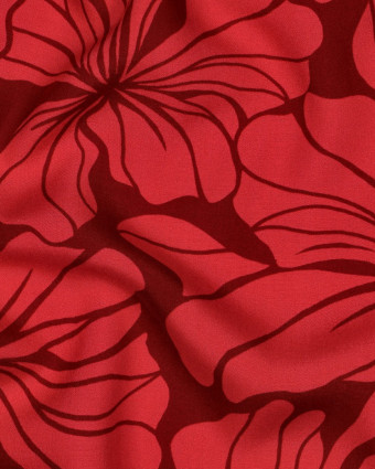 Viscose Imprimé Digital Rouge Motif Fleurs - Mercerine