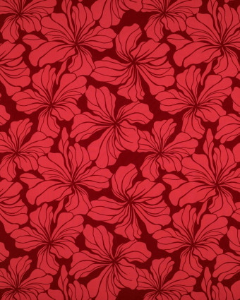 Viscose Imprimé Digital Rouge Motif Fleurs - Mercerine