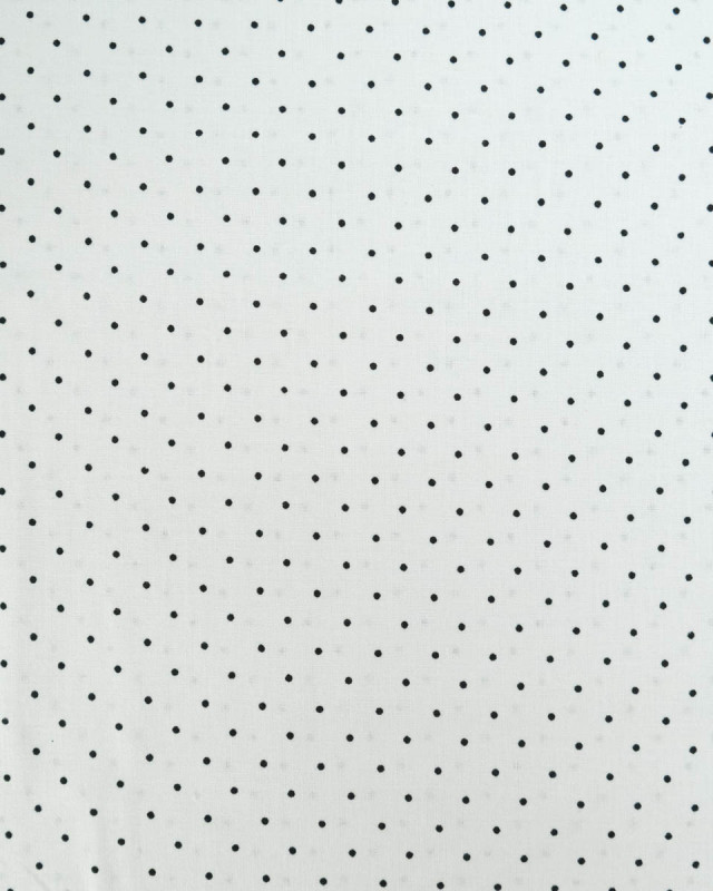 Popeline de Coton Pois Blanc - 110 cm - Mercerine