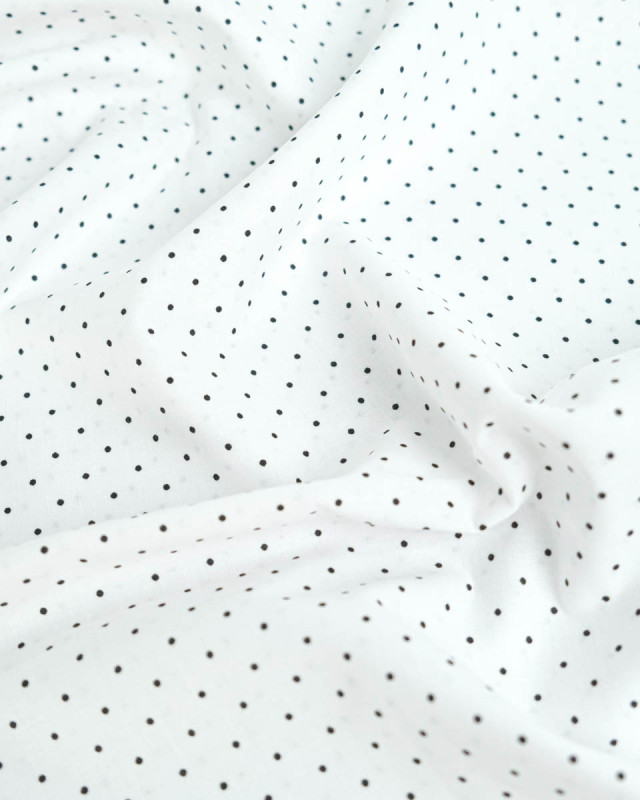 Popeline de Coton Pois Blanc - 110 cm - Mercerine