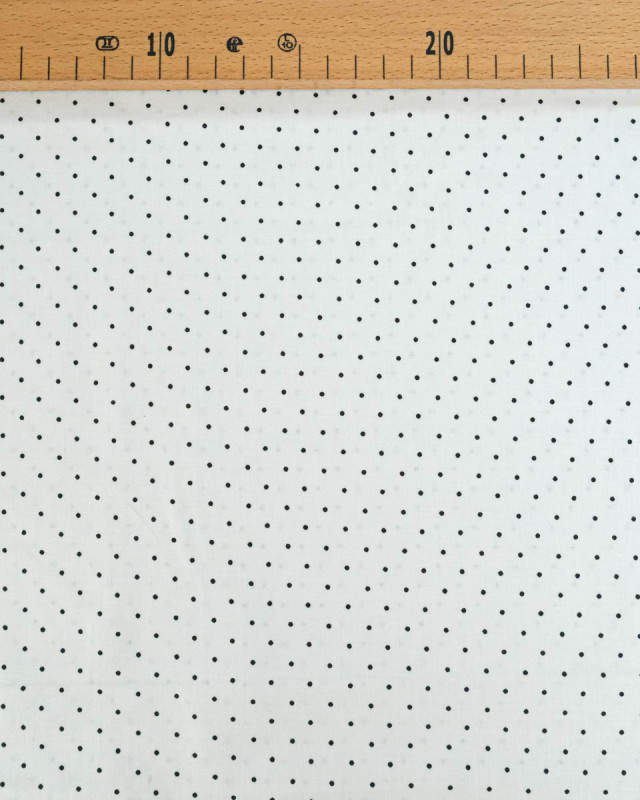 Popeline de Coton Pois Blanc - 110 cm - Mercerine