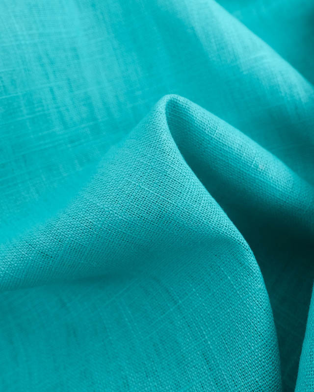Coupon - Tissu Lin  Turquoise Oeko-Tex  - Mercerine