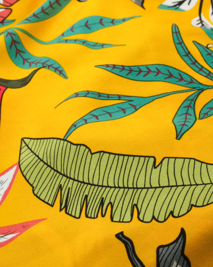  Viscose tissu fleuri fond jaune Poe  -  Mercerine