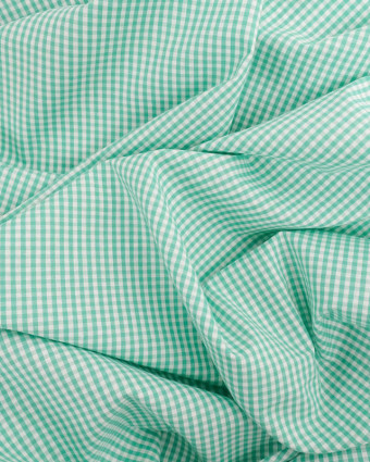 Tissu Coton Vichy Vert Menthe Petits Carreaux - Mercerine