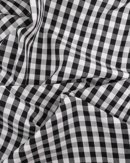 Tissu Vichy Noir Moyens Carreaux - Mercerine