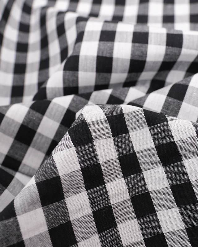 Tissu Vichy Noir et Blanc Moyens Carreaux - Mercerine