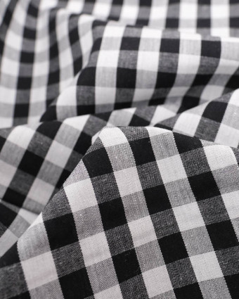 Tissu Vichy Noir et Blanc Moyens Carreaux - Mercerine