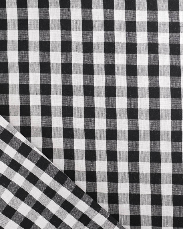 Tissu Vichy Noir et Blanc Moyens Carreaux - Mercerine
