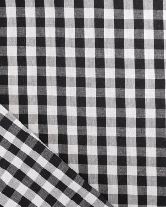 Tissu Vichy Noir et Blanc Moyens Carreaux - Mercerine