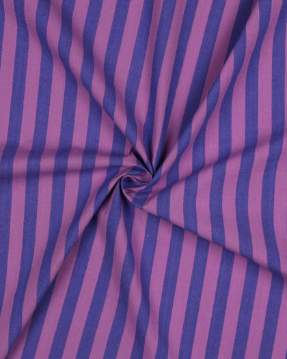 Tissus Coton Rayures Mauve et Myrtille - Mercerine