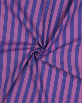Tissus Coton Rayures Mauve et Myrtille - Mercerine