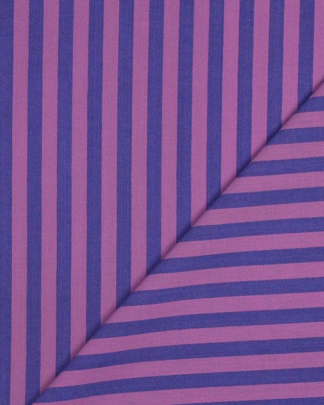 Tissu Coton à Rayures Mauve et Myrtille - Mercerine